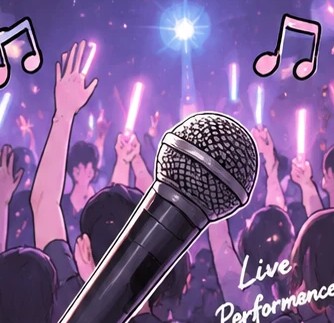 マイクと音符のイラスト